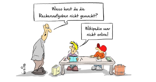 Cartoon: Wikipedia (medium) by Marcus Gottfried tagged wikipedia,urheberrecht,streik,offline,online,schule,wissen,bildung,wikipedia,urheberrecht,streik,offline,online,schule,wissen,bildung