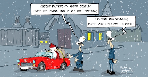Cartoon: ZuSchnell041220 (medium) by Marcus Gottfried tagged geschwindigkeit,kontrolle,polizei,weihnachten,weihnachtsmann,polizist,knöllchen,geschwindigkeit,kontrolle,polizei,weihnachten,weihnachtsmann,polizist,knöllchen