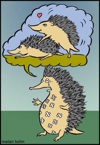 Cartoon: Love hurts (medium) by matan_kohn tagged hedgehog,animal,cute,pet,funny,animals,love,make,heart,romantic,romance