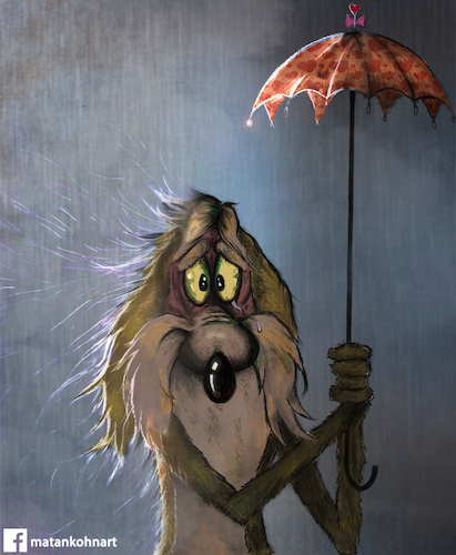 Cartoon: Wile E. Coyote (medium) by matan_kohn tagged coyote,funny,kohn,matan,road,runner,sad,storm,wile,rain,cartoon,movie