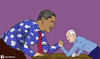 Cartoon: bibi and obama (small) by matan_kohn tagged bibi,obama,cartoon,caricture