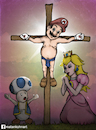 Cartoon: super mario crucified (small) by matan_kohn tagged super,mario,crucified,matan,kohn,funny,game