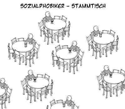 Cartoon: Sozialphobiker-Stammtisch (medium) by Thomas Martin tagged psychologie,stammtisch