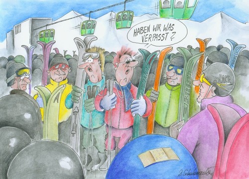 Cartoon: Immer noch oben ohne? (medium) by Schuhmacher tagged helmpflicht,skihelm,ski,skiurlaub,skifahren,unfallschutz