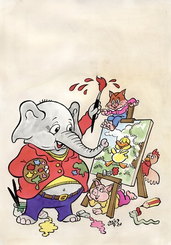 Cartoon: ELEFANTE PINTOR (medium) by SOLER tagged elefante,ilustracion,infantil