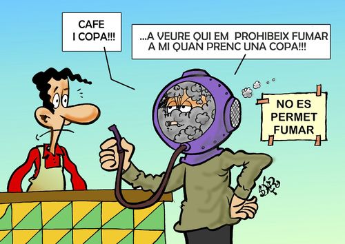 Cartoon: PROHIBIDO FUMAR (medium) by SOLER tagged fumar,prohibicion,tabaco