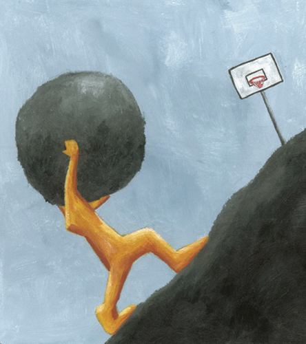 Cartoon: Sisyphus 4 (medium) by Davor tagged sisyphos,anstrengung,philosophy,rock,hill,mountain,up,effort