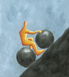 Cartoon: Sisyphus 3 (small) by Davor tagged sisyphos,anstrengung,philosophy,rock,hill,mountain,up,effort