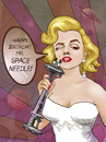 Cartoon: Happy Birthday Mr. Space Needle (small) by frostyhut tagged spaceneedle seattle birthday marilyn monroe bubble planets