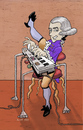 Cartoon: Mozart playing a synthesizer (small) by frostyhut tagged mozart synthesizer keyboard piano classical wig
