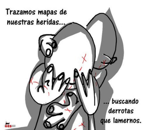 Cartoon: El mapa de nuestras heridas (medium) by LaRataGris tagged derrota,amantes