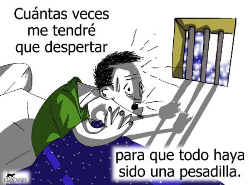 Cartoon: Eterno despertar (medium) by LaRataGris tagged pesadillas,despertar,prision