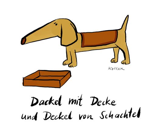 Cartoon: Dackel (medium) by Kossak tagged dackel,decke,schachtel,deckel,hund,dog,tier,wortspiel,haustier,dackel,decke,schachtel,deckel,hund,dog,tier,wortspiel,haustier