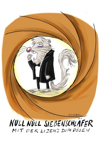 Cartoon: Null Null Siebenschläfer (medium) by Kossak tagged james,bond,siebenschläfer,film,kino,tier,daniel,craig,null,james,bond,siebenschläfer,film,kino,tier,daniel,craig