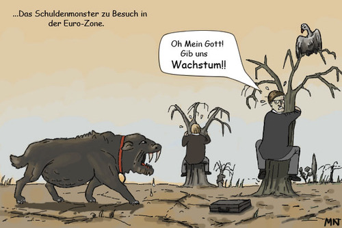 Cartoon: Schuldenmonster (medium) by flintstone73 tagged schulden,debt,wachstum,growth,wueste,desert,monster,euro,bankrott,bankrupt