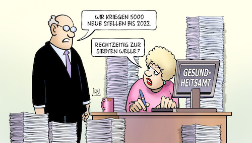 Cartoon: 5000 neue Stellen (medium) by Harm Bengen tagged 5000,neue,stellen,2022,siebte,welle,corona,gesundheitsamt,spahn,harm,bengen,cartoon,karikatur,5000,neue,stellen,2022,siebte,welle,corona,gesundheitsamt,spahn,harm,bengen,cartoon,karikatur