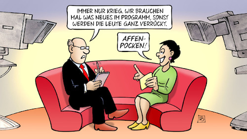 Cartoon: Affen-Pocken (medium) by Harm Bengen tagged neues,programm,studio,talkshow,affen,pocken,tv,russland,ukraine,krieg,harm,bengen,cartoon,karikatur,neues,programm,studio,talkshow,affen,pocken,tv,russland,ukraine,krieg,harm,bengen,cartoon,karikatur