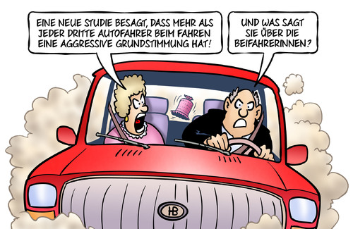 Cartoon: Aggressive Grundstimmung (medium) by Harm Bengen tagged studie,unfallforscher,autofahrer,fahren,kfz,aggressive,grundstimmung,beifahrerinnen,harm,bengen,cartoon,karikatur,studie,unfallforscher,autofahrer,fahren,kfz,aggressive,grundstimmung,beifahrerinnen,harm,bengen,cartoon,karikatur