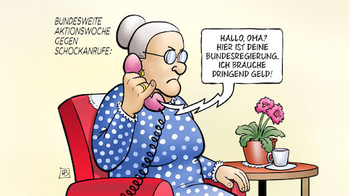Cartoon: Aktionswoche Schockanrufe (medium) by Harm Bengen tagged oma,susemil,bundesregierung,geld,polizei,bundesweite,aktionswoche,gegen,schockanrufe,telefon,harm,bengen,cartoon,karikatur,oma,susemil,bundesregierung,geld,polizei,bundesweite,aktionswoche,gegen,schockanrufe,telefon,harm,bengen,cartoon,karikatur