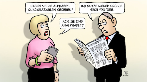 Cartoon: Alphabet-Zahlen (medium) by Harm Bengen tagged alphabet,quartalszahlen,wirtschaft,handy,zeitung,lesen,google,youtube,analphabet,harm,bengen,cartoon,karikatur,alphabet,quartalszahlen,wirtschaft,handy,zeitung,lesen,google,youtube,analphabet,harm,bengen,cartoon,karikatur