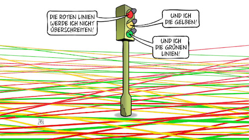 Cartoon: Ampel-Dilemma (medium) by Harm Bengen tagged ampel,dilemma,bundesregierung,rote,linien,spd,gelbe,fdp,gruene,harm,bengen,cartoon,karikatur,ampel,dilemma,bundesregierung,rote,linien,spd,gelbe,fdp,gruene,harm,bengen,cartoon,karikatur