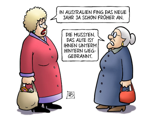 Cartoon: Australien-Feuer (medium) by Harm Bengen tagged australien,neues,jahr,silvester,feuer,klimawandel,susemil,harm,bengen,cartoon,karikatur,australien,neues,jahr,silvester,feuer,klimawandel,susemil,harm,bengen,cartoon,karikatur