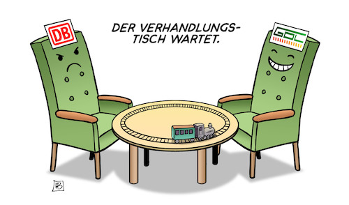 Cartoon: Bahnstreik-Ende (medium) by Harm Bengen tagged verhandlungstisch,sessel,db,gdl,streik,ende,eisenbahn,harm,bengen,cartoon,karikatur,verhandlungstisch,sessel,db,gdl,streik,ende,eisenbahn,harm,bengen,cartoon,karikatur