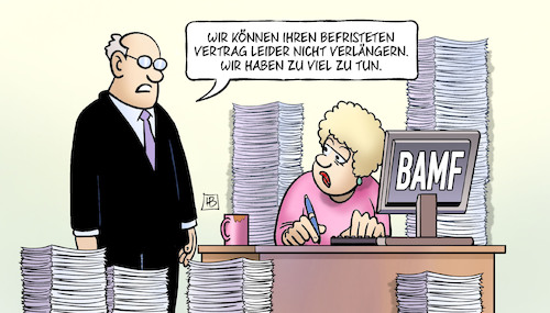 Cartoon: BAMF-Entlassungen (medium) by Harm Bengen tagged befristetet,entfristet,vertrag,bamf,entlassungen,harm,bengen,cartoon,karikatur,befristetet,entfristet,vertrag,bamf,entlassungen,harm,bengen,cartoon,karikatur