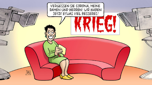 Cartoon: Besser als Corona (medium) by Harm Bengen tagged talkshow,studio,corona,ukraine,russland,hype,hysterie,tv,krieg,harm,bengen,cartoon,karikatur,talkshow,studio,corona,ukraine,russland,hype,hysterie,tv,krieg,harm,bengen,cartoon,karikatur