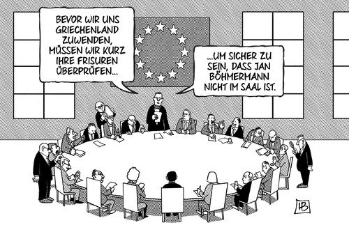 Cartoon: Böhmermann (medium) by Harm Bengen tagged jan,böhmermann,moderator,zdf,fake,satire,stinkefinger,varoufakis,tsipras,gipfel,grexit,schulden,deutschland,institutionen,hilfe,griechen,eurozone,ezb,iwf,troika,eu,euro,europa,griechenland,harm,bengen,cartoon,karikatur
