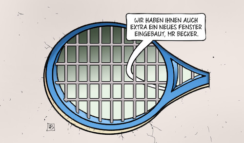 Cartoon: Boris Becker Haft (medium) by Harm Bengen tagged fenster,boris,becker,knast,gefängnis,tennis,insolvenzverschleppung,harm,bengen,cartoon,karikatur,fenster,boris,becker,knast,gefängnis,tennis,insolvenzverschleppung,harm,bengen,cartoon,karikatur