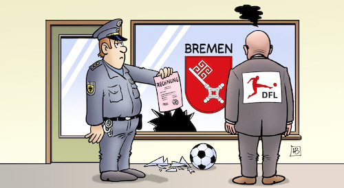 Cartoon: Bremen und DFL (medium) by Harm Bengen tagged bremen,dfl,bundesliga,polizeieinsatz,polizist,kosten,rechnung,fussball,laden,scheibe,kaputt,harm,bengen,cartoon,karikatur,bremen,dfl,bundesliga,polizeieinsatz,polizist,kosten,rechnung,fussball,laden,scheibe,kaputt,harm,bengen,cartoon,karikatur