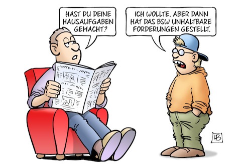 Cartoon: BSW-Forderungen (medium) by Harm Bengen tagged hausaufgaben,bsw,forderungen,wagenknecht,schule,sondierungen,koalitionsverhandlungen,vater,sohn,thüringen,brandenburg,sachsen,harm,bengen,cartoon,karikatur,hausaufgaben,bsw,forderungen,wagenknecht,schule,sondierungen,koalitionsverhandlungen,vater,sohn,thüringen,brandenburg,sachsen,harm,bengen,cartoon,karikatur