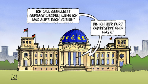 Cartoon: Bundestag und Euroschirm (medium) by Harm Bengen tagged bundestag,mitsprache,debatte,euro,eurorettung,eurorettungsschirm,rettungsschirm,schirm,reichstag,kuppel,dach,kaltreserve,bundestag,mitsprache,debatte,euro,eurorettung,eurorettungsschirm,rettungsschirm,reichstag,kuppel