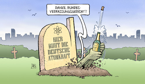 Cartoon: BVerfG und Vattenfall (medium) by Harm Bengen tagged bverfg,vattenfall,bundesverfassungsgericht,atomkraft,atomausstieg,entschädigung,sekt,grabstein,friedhof,zombie,harm,bengen,cartoon,karikatur,bverfg,vattenfall,bundesverfassungsgericht,atomkraft,atomausstieg,entschädigung,sekt,grabstein,friedhof,zombie,harm,bengen,cartoon,karikatur