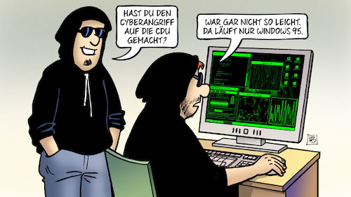 Cartoon: CDU-Cyberangriff (medium) by Harm Bengen tagged cyberangriff,cdu,hacker,internet,computer,windows,95,harm,bengen,cartoon,karikatur,cyberangriff,cdu,hacker,internet,computer,windows,95,harm,bengen,cartoon,karikatur