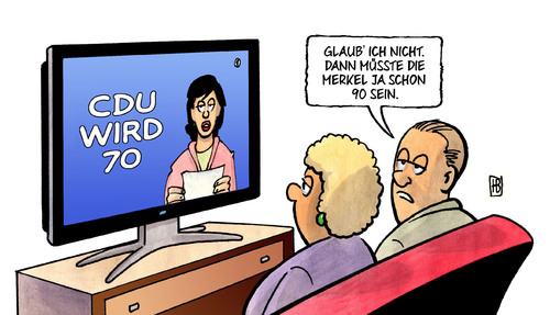 Cartoon: CDU wird 70 (medium) by Harm Bengen tagged cdu,gruendung,geburtstag,70,merkel,alter,harm,bengen,cartoon,karikatur,cdu,gruendung,geburtstag,70,merkel,alter,harm,bengen,cartoon,karikatur