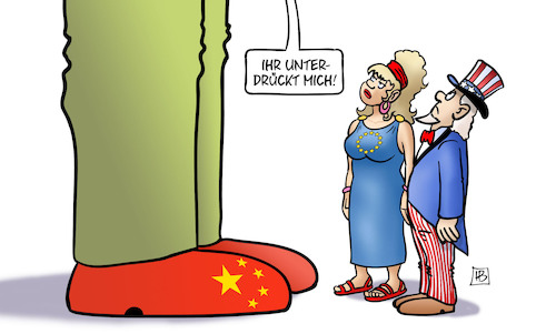 Cartoon: China-Unterdrückung (medium) by Harm Bengen tagged china,unterdrückung,usa,europa,eu,riese,wirtschaft,harm,bengen,cartoon,karikatur,china,unterdrückung,usa,europa,eu,riese,wirtschaft,harm,bengen,cartoon,karikatur