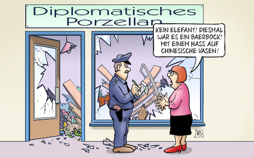 Cartoon: Chinesisches Porzellan (medium) by Harm Bengen tagged chinesisches,porzellan,elefant,baerbock,hass,chinesische,vasen,aussenministerin,china,polizist,laden,xi,diktator,harm,bengen,cartoon,karikatur,chinesisches,porzellan,elefant,baerbock,hass,chinesische,vasen,aussenministerin,china,polizist,laden,xi,diktator,harm,bengen,cartoon,karikatur