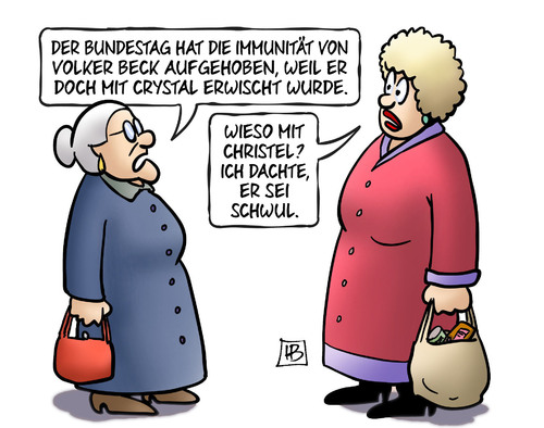 Cartoon: Christel (medium) by Harm Bengen tagged bundestag,immunität,volker,beck,aufgehoben,crystal,meth,rauschgift,erwischt,christel,schwul,homosexuell,susemil,harm,bengen,cartoon,karikatur,bundestag,immunität,volker,beck,aufgehoben,crystal,meth,rauschgift,erwischt,christel,schwul,homosexuell,susemil,harm,bengen,cartoon,karikatur