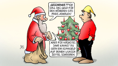 Cartoon: CO2-Preis und Klimageld (medium) by Harm Bengen tagged geschenke,geld,co2,preis,klimageld,wunschzettel,weihnachten,weihnachtsmann,sack,michel,harm,bengen,cartoon,karikatur,geschenke,geld,co2,preis,klimageld,wunschzettel,weihnachten,weihnachtsmann,sack,michel,harm,bengen,cartoon,karikatur