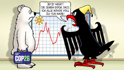 Cartoon: COP26 und Corona (medium) by Harm Bengen tagged bundesadler,adler,eisbär,koffer,corona,kurve,statistik,cop26,klimaschutz,klimawandel,harm,bengen,cartoon,karikatur,bundesadler,adler,eisbär,koffer,corona,kurve,statistik,cop26,klimaschutz,klimawandel,harm,bengen,cartoon,karikatur