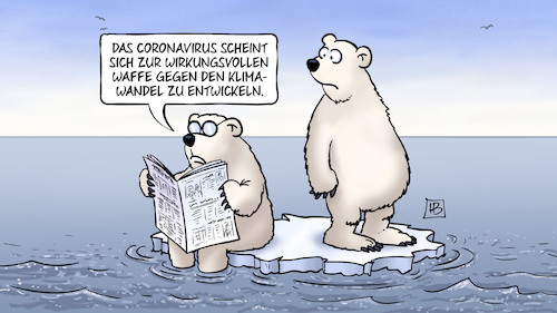 Cartoon: Corona und Klima (medium) by Harm Bengen tagged eisbären,waffe,klima,kurssturz,dax,börse,wirtschaft,coronavirus,krankheit,pandemie,panik,harm,bengen,cartoon,karikatur,eisbären,waffe,klima,kurssturz,dax,börse,wirtschaft,coronavirus,krankheit,pandemie,panik,harm,bengen,cartoon,karikatur