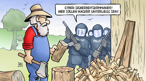 Cartoon: Cyber-Sicherheitskommando (medium) by Harm Bengen tagged cyber,sicherheitskommando,polizei,holz,hacken,axt,beil,demaiziere,internet,kriminalität,innenminister,meseberg,bundesregierung,klausur,harm,bengen,cartoon,karikatur,cyber,sicherheitskommando,polizei,holz,hacken,axt,beil,demaiziere,internet,kriminalität,innenminister,meseberg,bundesregierung,klausur,harm,bengen,cartoon,karikatur