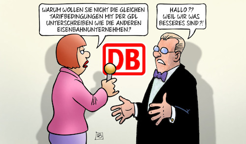 Cartoon: DB was Besseres (medium) by Harm Bengen tagged db,bahn,tarifbedingungen,gdl,eisenbahnunternehmen,was,besseres,streik,interview,harm,bengen,cartoon,karikatur,db,bahn,tarifbedingungen,gdl,eisenbahnunternehmen,was,besseres,streik,interview,harm,bengen,cartoon,karikatur