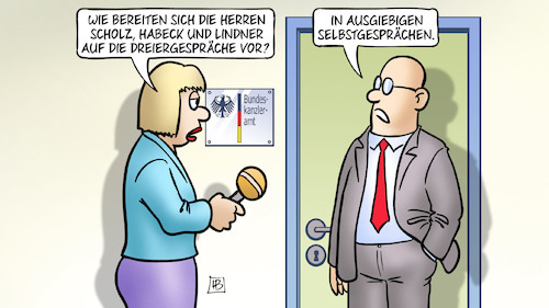 Cartoon: Dreiergespräche (medium) by Harm Bengen tagged scholz,habeck,lindner,dreiergespräche,selbstgespräche,bundeskanzleramt,kanzleramt,interview,reporterin,ampelkrise,harm,bengen,cartoon,karikatur,scholz,habeck,lindner,dreiergespräche,selbstgespräche,bundeskanzleramt,kanzleramt,interview,reporterin,ampelkrise,harm,bengen,cartoon,karikatur