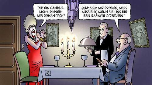 Cartoon: EEG-Rabatte (medium) by Harm Bengen tagged eeg,rabatte,candle,light,dinner,romantisch,hannelore,kraft,altmaier,umweltminister,koaliton,spd,cdu,csu,harm,bengen,cartoon,karikatur,eeg,rabatte,candle,light,dinner,romantisch,hannelore,kraft,altmaier,umweltminister,koaliton,spd,cdu,csu,harm,bengen,cartoon,karikatur