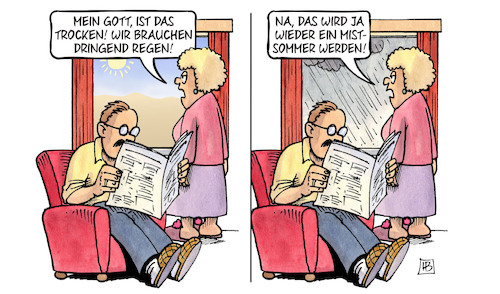 Cartoon: Endlich Regen (medium) by Harm Bengen tagged regen,sommer,meckern,unzufrieden,trockenheit,dürre,fenster,sonne,wetter,harm,bengen,cartoon,karikatur,regen,sommer,meckern,unzufrieden,trockenheit,dürre,fenster,sonne,wetter,harm,bengen,cartoon,karikatur