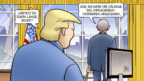 Cartoon: Erdogan bei Trump (medium) by Harm Bengen tagged erdogan,trump,usa,türkei,oval,office,tv,impeachment,verfahren,ukraine,affäre,harm,bengen,cartoon,karikatur,erdogan,trump,usa,türkei,oval,office,tv,impeachment,verfahren,ukraine,affäre,harm,bengen,cartoon,karikatur