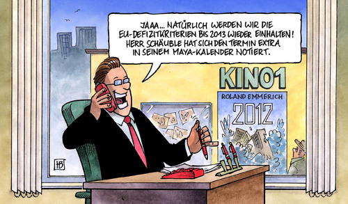 Cartoon: EU-Defizitkriterien (medium) by Harm Bengen tagged eu,defizitkriterien,schulden,haushalt,verschuldung,bremse,schäuble,maya,kalender,film,emmerich,2012,katastrophe,untergang,eu,defizitkriterien,schulden,haushalt,verschuldung,bremse,schäuble,maya,kalender,film,emmerich,2012,katastrophe,untergang